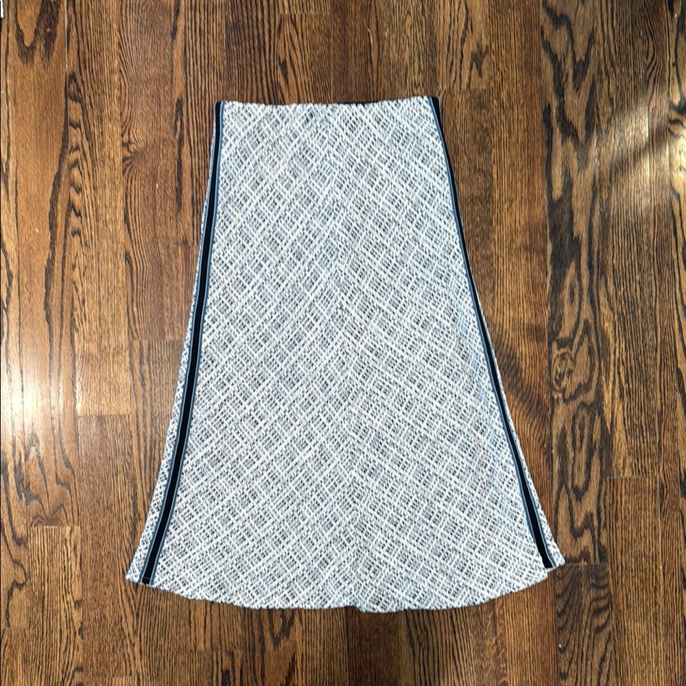 Maje Jitrole Tweed blue and white Aline midi skirt 38 NWT